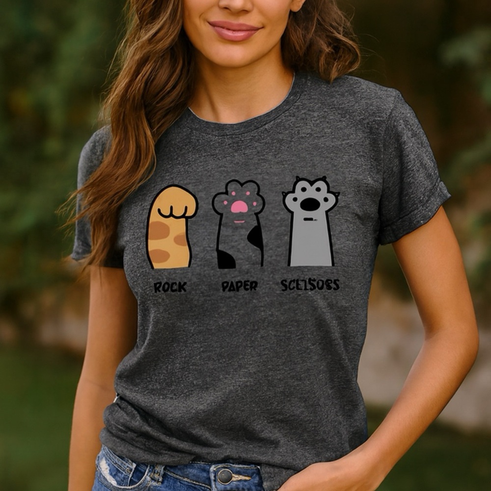 Charcoal Rock Paper Scissors Graphic Tee
